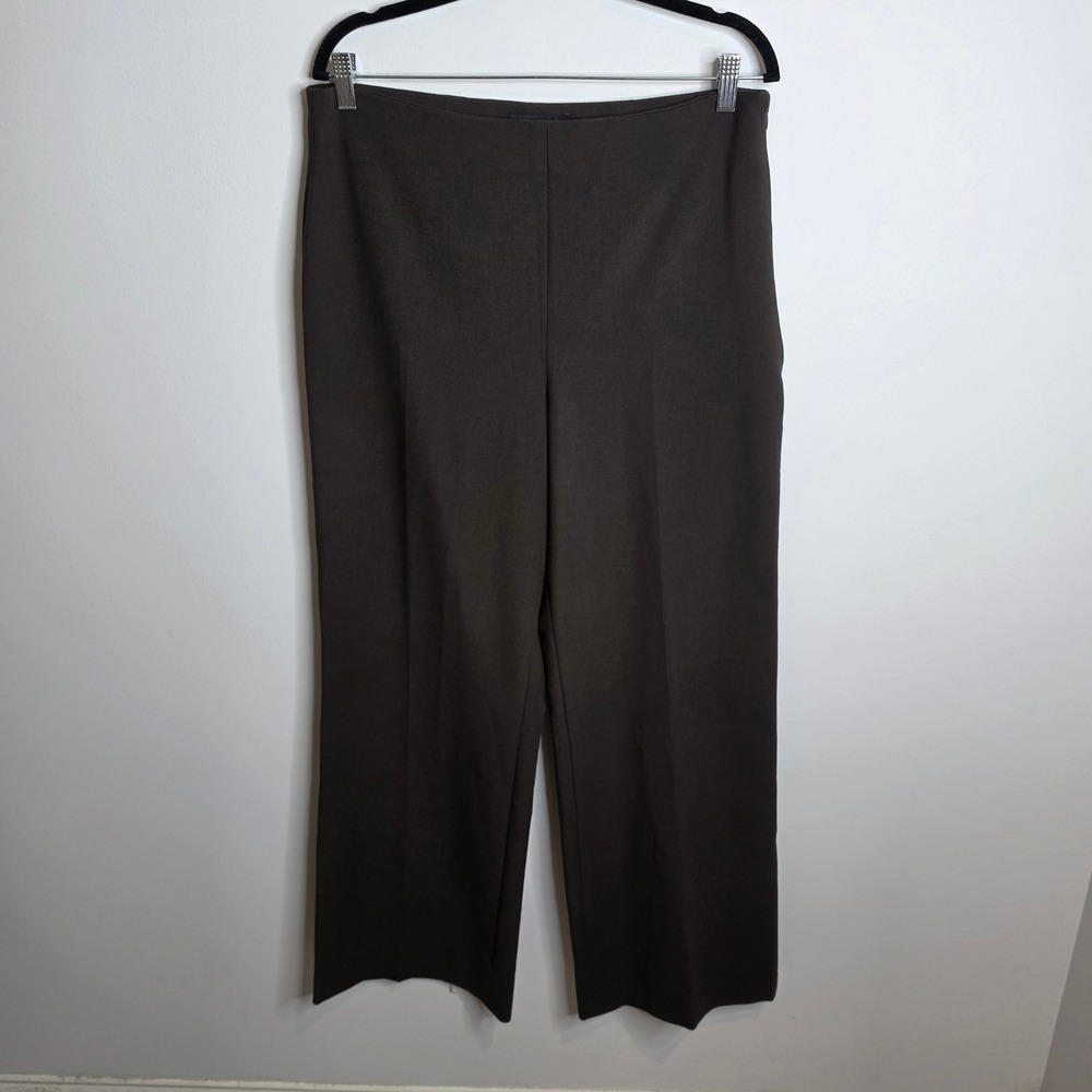 Talbots Dress Pants Womens 14 Brown Side Zip Stretch Straight Leg